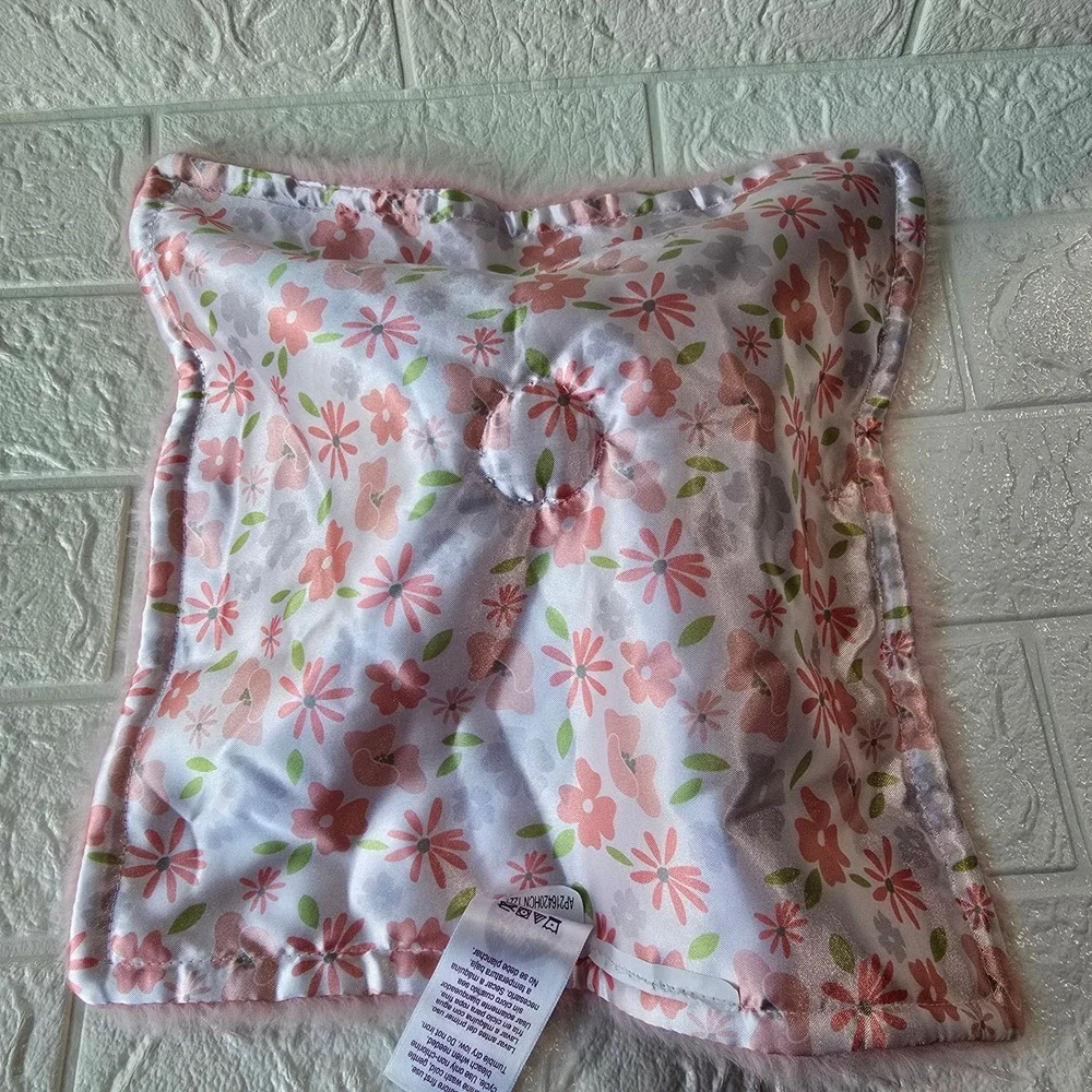 Parent's‎ Choice Elephant Plush Security Blanket Baby Pink Floral Lovey 12x12